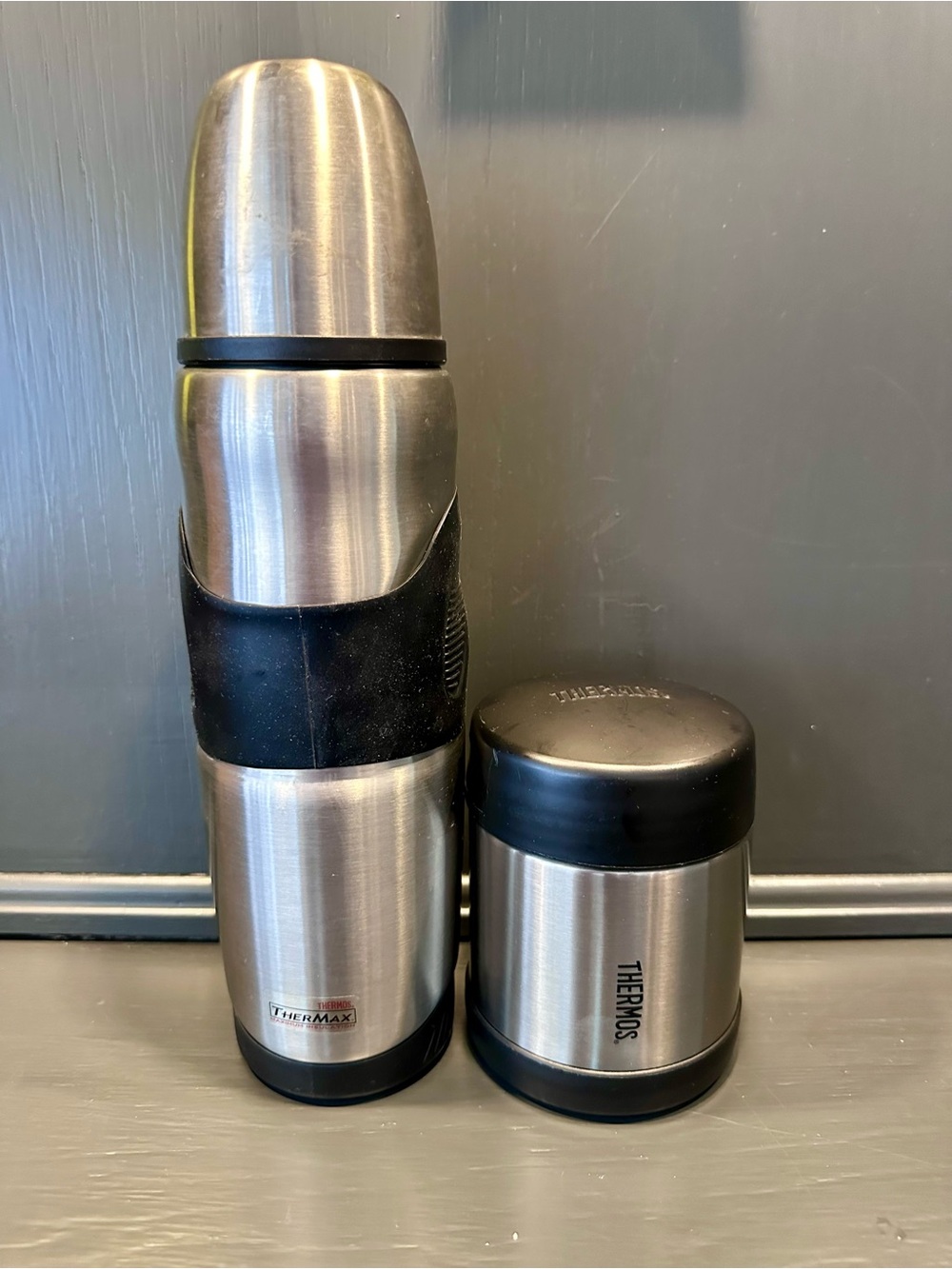 Thermos 2 piece Set - Stainless Steel Bottle and Food Jar - Thermax & FUNtainer